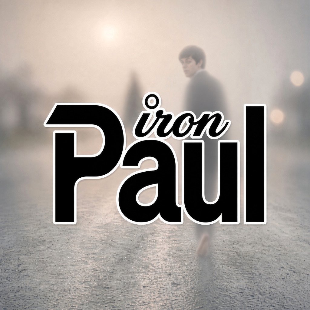 The ironPaul EP cover: a figure walking away down a misty road behind the words iron Paul